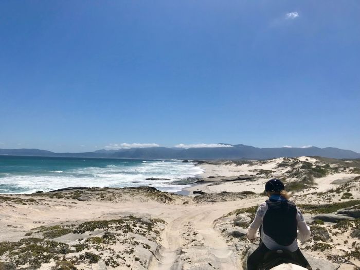 Trail sur plage à Walker Bay